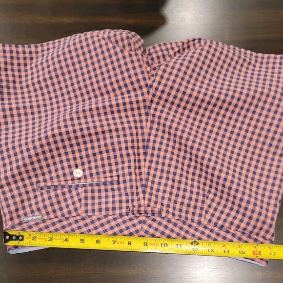 BONOBOS Board Shorts Men's 32x5 Pink Navy Blue Checked Gingham Lined Swim Trunks - Picture 9 of 10
